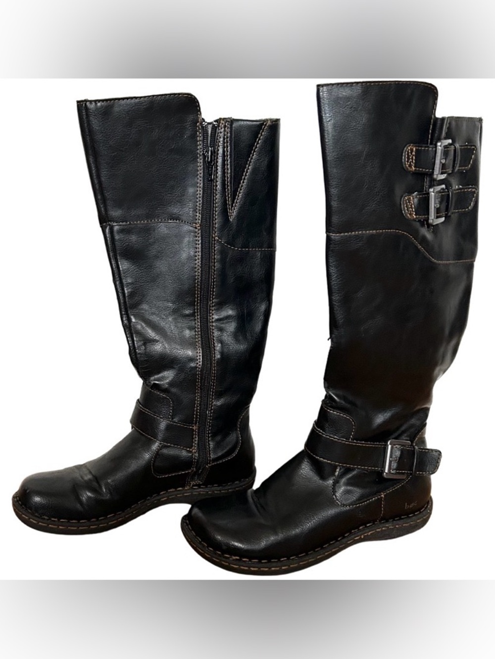 BORN tall riding boots with buckle comfy flat sole women 6.5 - Picture 2 of 10